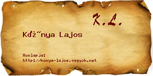 Kónya Lajos névjegykártya
